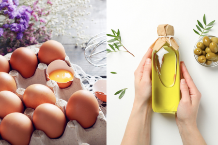 trứng và dầu oliu