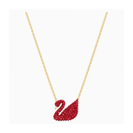 Dây Chuyền Swarovski Iconic Swan Pendant, Red, Gold-Tone Plated