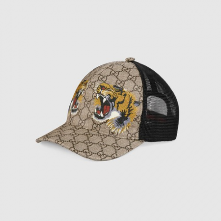 Mũ Gucci Tigers Print GG Supreme Baseball Beige Size L