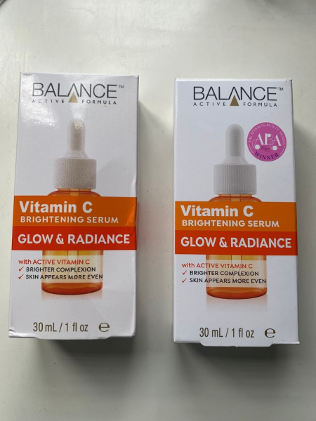 bao bì sản phẩm Serum Vitamin C Balance thật giả