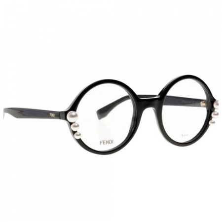 Kính Mắt Cận Fendi Black Ff 0298 Round Optical With Pearl Trim Sunglasses