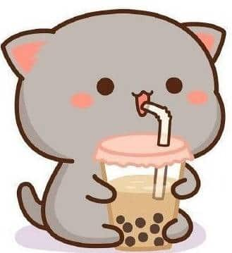 Mèo Cute Chibi Uống Trà Sữa dễ thương